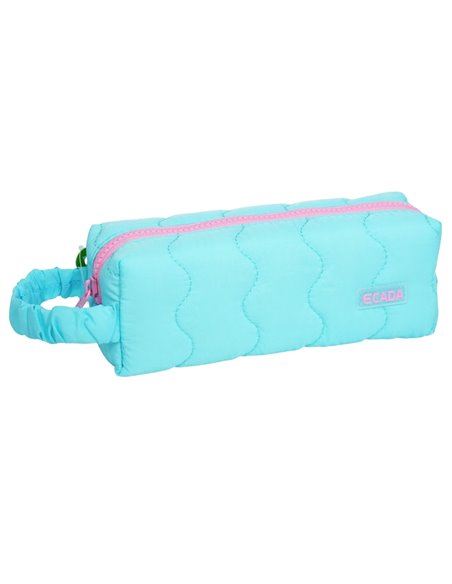 Penar etui cu 1 fermoar Ecada 78400T, Turcoaz cu detalii roz