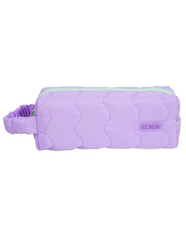 Penar etui cu 1 fermoar Ecada 78400M, Mov cu detaliu verde pastel