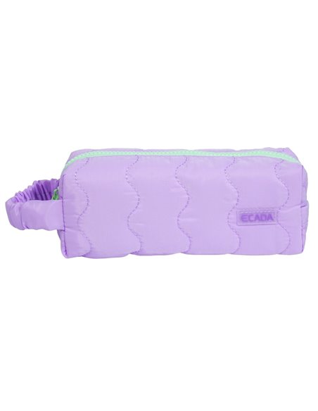 Penar etui cu 1 fermoar Ecada 78400M, Mov cu detaliu verde pastel