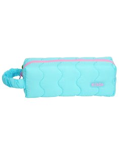 Penar etui cu 1 fermoar Ecada 78400T, Turcoaz cu detalii roz 2