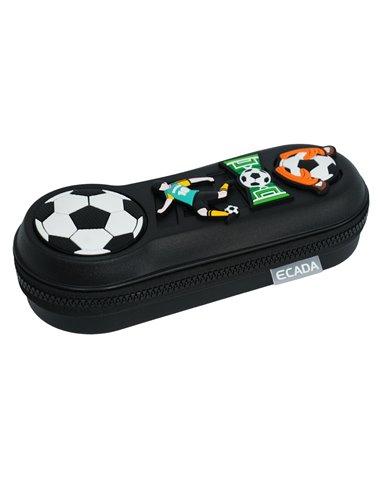 Penar etui cu 1 fermoar Ecada 78508, Motiv football cu elemente 3D