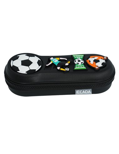 Penar etui cu 1 fermoar Ecada 78508, Motiv football cu elemente 3D