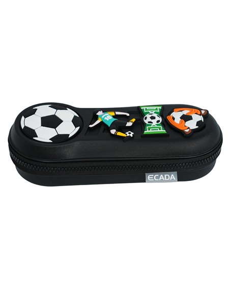 Penar etui cu 1 fermoar Ecada 78508, Motiv football cu elemente 3D