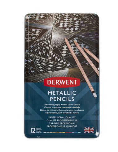 DW2305599,Creioane colorate Derwent Professional, 12 culori metalizate