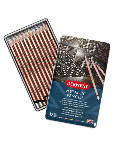 DW2305599,Creioane colorate Derwent Professional, 12 culori metalizate