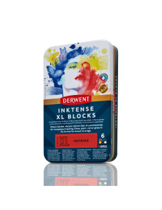 DW2306161,Carbune XL solubil Derwent Inktense, culori diverse, cutie metal, 6 buc/set
