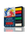 DW2306161,Carbune XL solubil Derwent Inktense, culori diverse, cutie metal, 6 buc/set