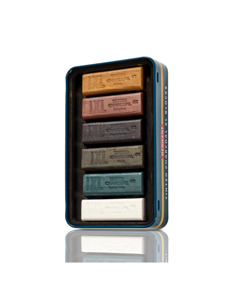 DW2306177,Carbune XL solubil Derwent Inktense, nuante pamantii, cutie metal, 6 buc/set
