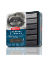 DW2306196,Carbune XL solubil Derwent inktense, nuante gri, cutie metal, 6 buc/set