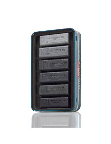 DW2306196,Carbune XL solubil Derwent inktense, nuante gri, cutie metal, 6 buc/set
