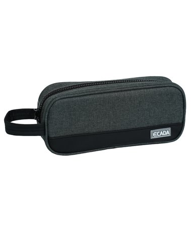 Penar etui cu 1 fermoar Ecada 78502, Negru/Gri
