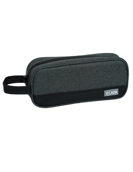 Penar etui cu 1 fermoar Ecada 78502, Negru/Gri