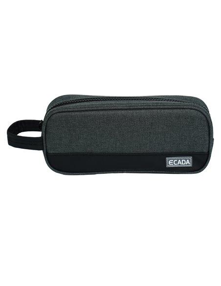 Penar etui cu 1 fermoar Ecada 78502, Negru/Gri