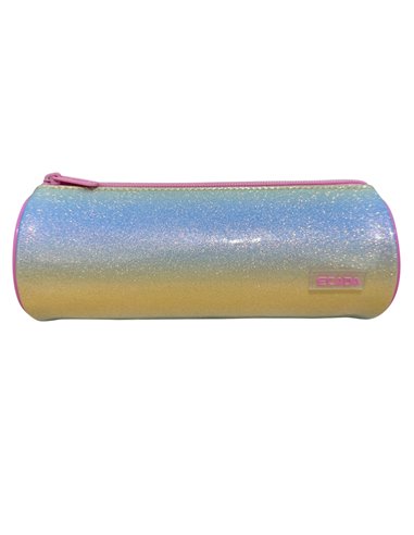 Penar etui cu 1 fermoar Ecada 78411, Degrade pastel cu efect glitter 