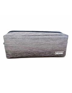 Penar etui cu 2 fermoare Ecada 78511, Gri/argintiu cu efect metalizat