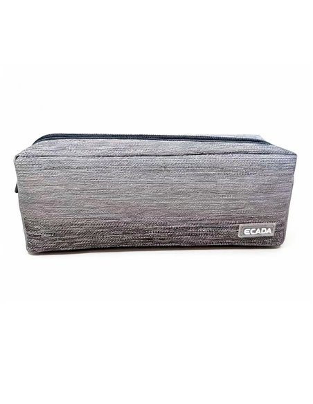 Penar etui cu 2 fermoare Ecada 78511, Gri/argintiu cu efect metalizat