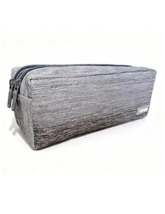 Penar etui cu 2 fermoare Ecada 78511, Gri/argintiu cu efect metalizat 2
