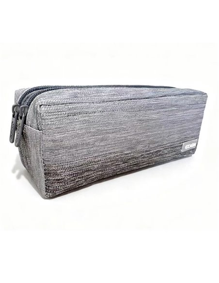 Penar etui cu 2 fermoare Ecada 78511, Gri/argintiu cu efect metalizat