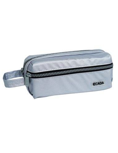 Penar etui cu 2 fermoare Ecada 78410, Argintiu metalizat