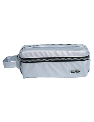 Penar etui cu 2 fermoare Ecada 78410, Argintiu metalizat