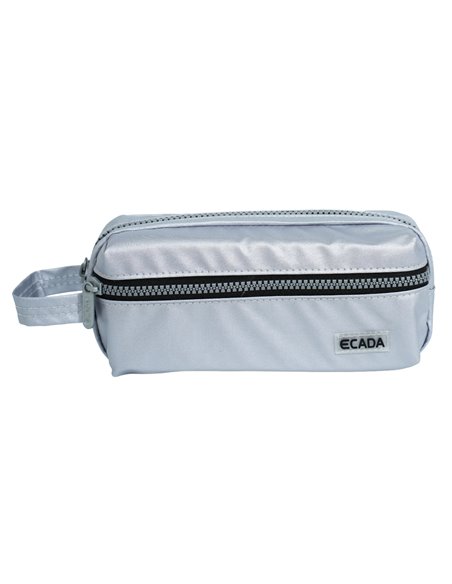 Penar etui cu 2 fermoare Ecada 78410, Argintiu metalizat