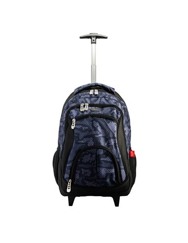 Ghiozdan troller Daco GH4623, 43 x 30 x 15 cm, Negru/Gri