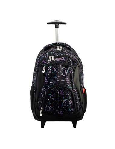 Ghiozdan troller Daco GH4017, 43 × 30 × 15 cm, Motiv geometric