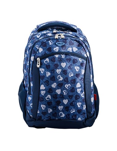 Ghiozdan scoala Daco GH4020, 46 × 35 × 16 cm, Imprimeu cu inimioare
