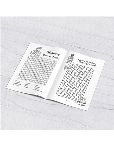 Carte de colorat cu poveste A4 WonderTales, Calatoriile lui Gulliver