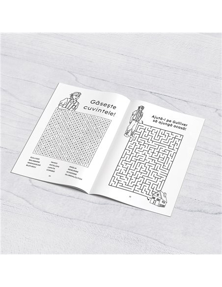 Carte de colorat cu poveste A4 WonderTales, Calatoriile lui Gulliver