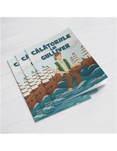 Carte de colorat cu poveste A4 WonderTales, Calatoriile lui Gulliver