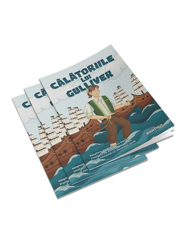 Carte de colorat cu poveste A4 WonderTales, Calatoriile lui Gulliver