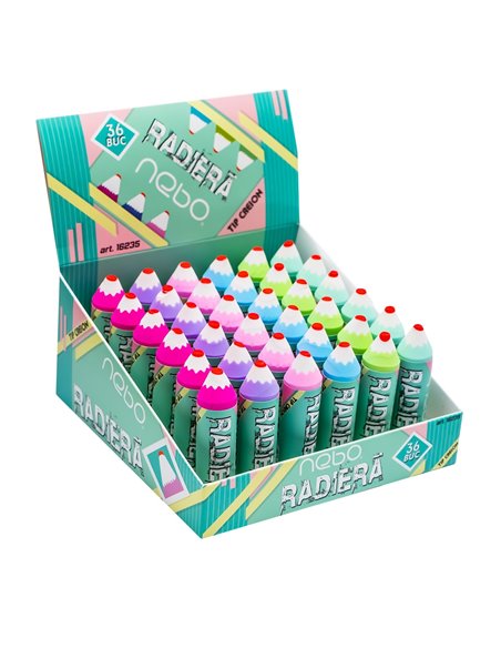 Radiera tip creion Nebo, Culori asortate