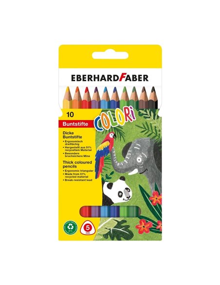 Creioane colorate plastic jumbo 10 culori eberhard faber