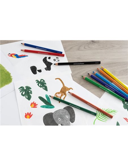 Creioane colorate plastic jumbo 10 culori eberhard faber