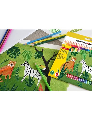 Creioane colorate plastic Eberhard Faber, 24 culori