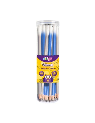 Set 36 creioane HB Strigo SSC284, Gri/albastru