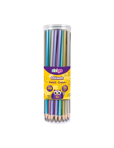 Set 36 creioane HB Strigo, corp metalizat