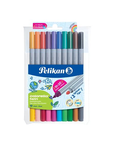 Carioci Colorella Twin C304 S10, 20 Culori Pelikan