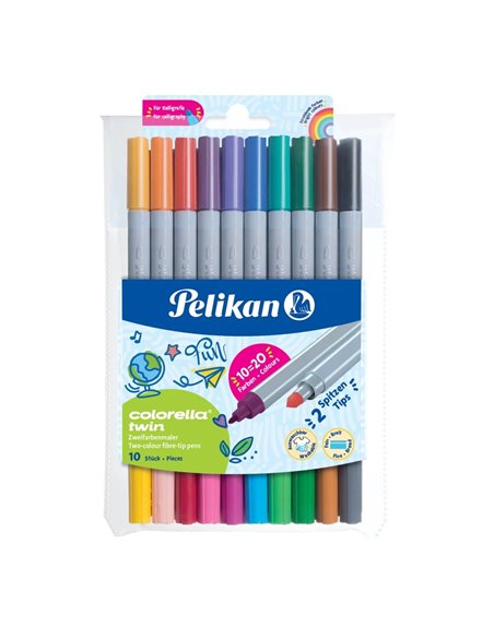 Carioci Colorella Twin C304 S10, 20 Culori Pelikan