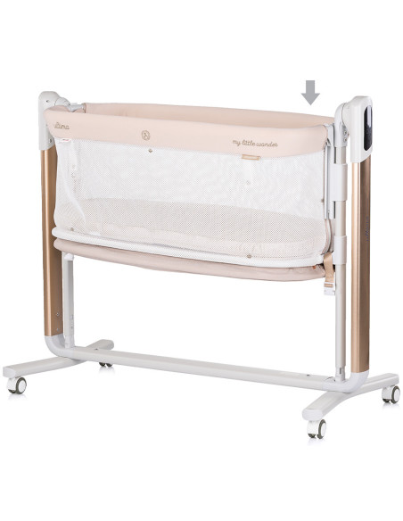 KOUL02501BEJ,Leagan electric si patut pentru copii Chipolino Ultima cu laterala culisanta beige