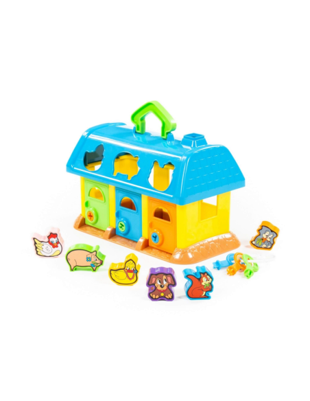 Jucarie casuta cu 6 forme si 6 stickere WADER My First Farm, 28Lx16lx19h, plastic, 9166