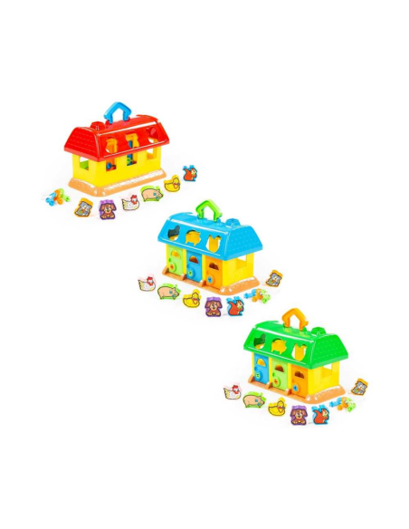 Jucarie casuta cu 6 forme si 6 stickere WADER My First Farm, 28Lx16lx19h, plastic, 9166