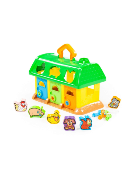 Jucarie casuta cu 6 forme si 6 stickere WADER My First Farm, 28Lx16lx19h, plastic, 9166