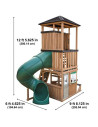 KKP280226,Complex de joaca din lemn, max 12 copii, cu 3 niveluri, Panorama Tower Playhouse, Cedar Summit P280226