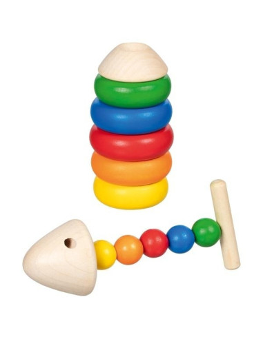 GOKI58301,Joc educativ de sortare din lemn Piramide, de la 2 ani