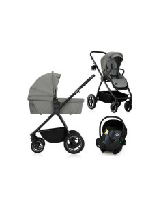 BN-LO-MERIL_3IN1_GREY_STONE,Carucior 3 in 1, Lionelo, Meril, Cu landou de dimensiune XL, Reversibil, Cu scoica auto testata ADAC