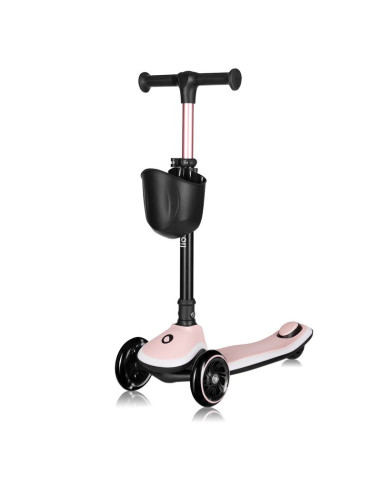 BN-LO-MEY_PINK_ROSE,Trotineta pentru copii, Lionelo, Mey, Ultrapliabila, Cu lumini si cosulet, Maner ajustabil pe inaltime, 3 an