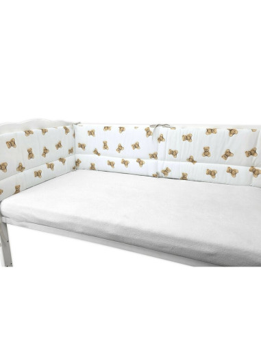 BN-6426972029544,Aparatoare pentru patut, Qmini, Din bumbac certificat Oeko Tex Standard 100, 180x30 cm, Cu panglici, Teddy Toys