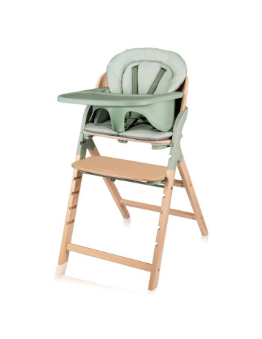 BN-LO-MEGAN_GREEN_WOOD,Scaun de masa multifunctional Megan, Lionelo, Din lemn de fag, 6 luni- adult, Reglabil pe inaltime, Husa 